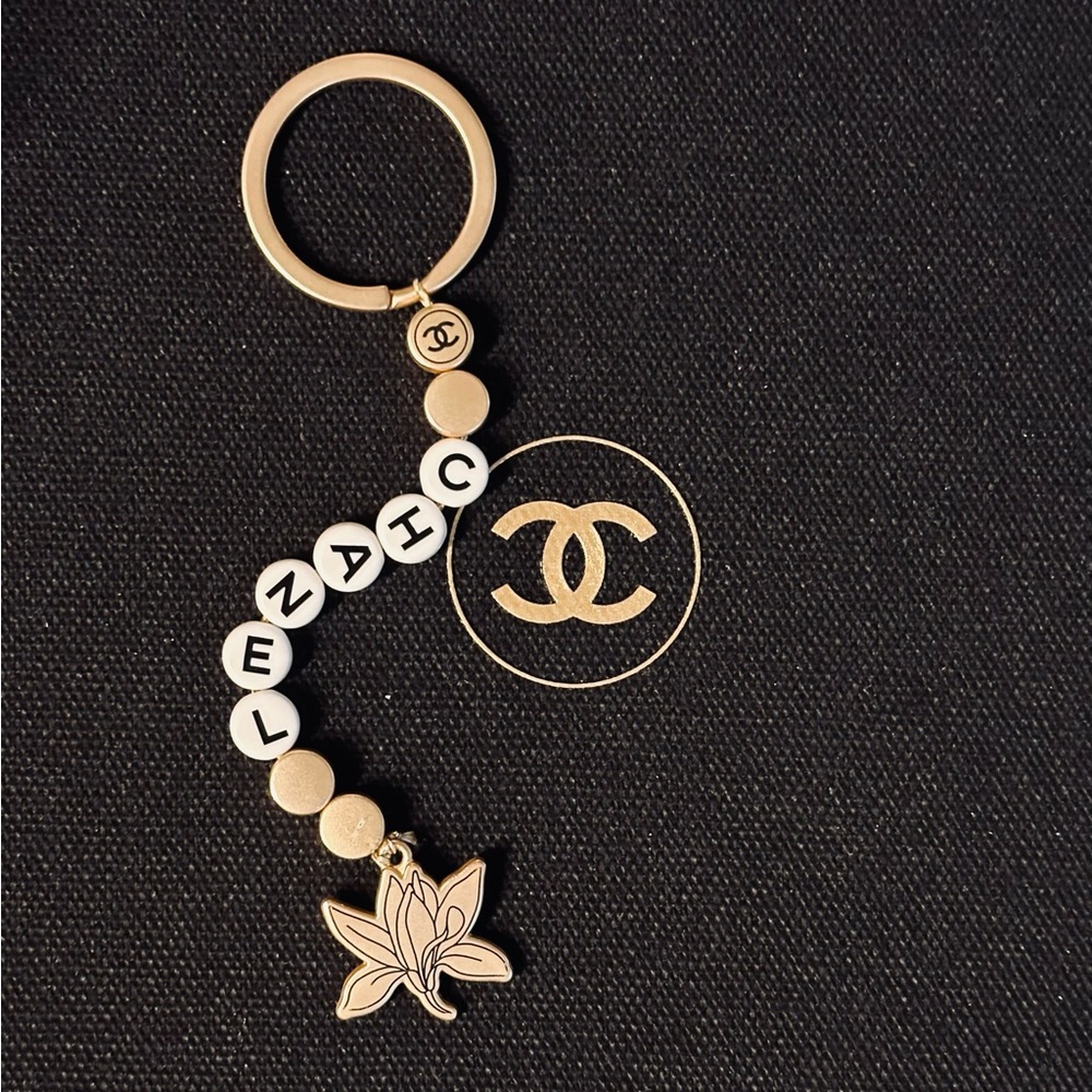 Chanel Cosmetics Sublimage Limited Edition Gift Lettering Logo Beaded Keychain